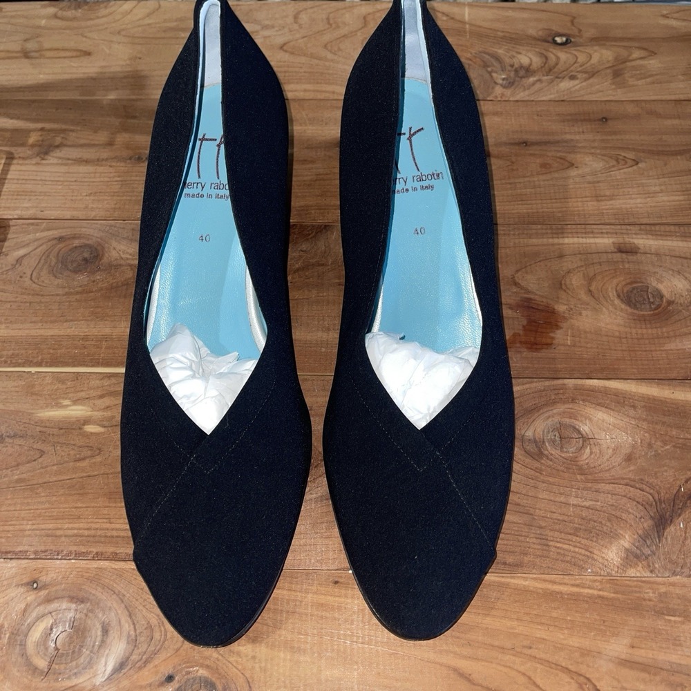 Thierry Rabotin Blue Stretch Microfiber Mid Pump Women's Size 40/ US 9 NEW